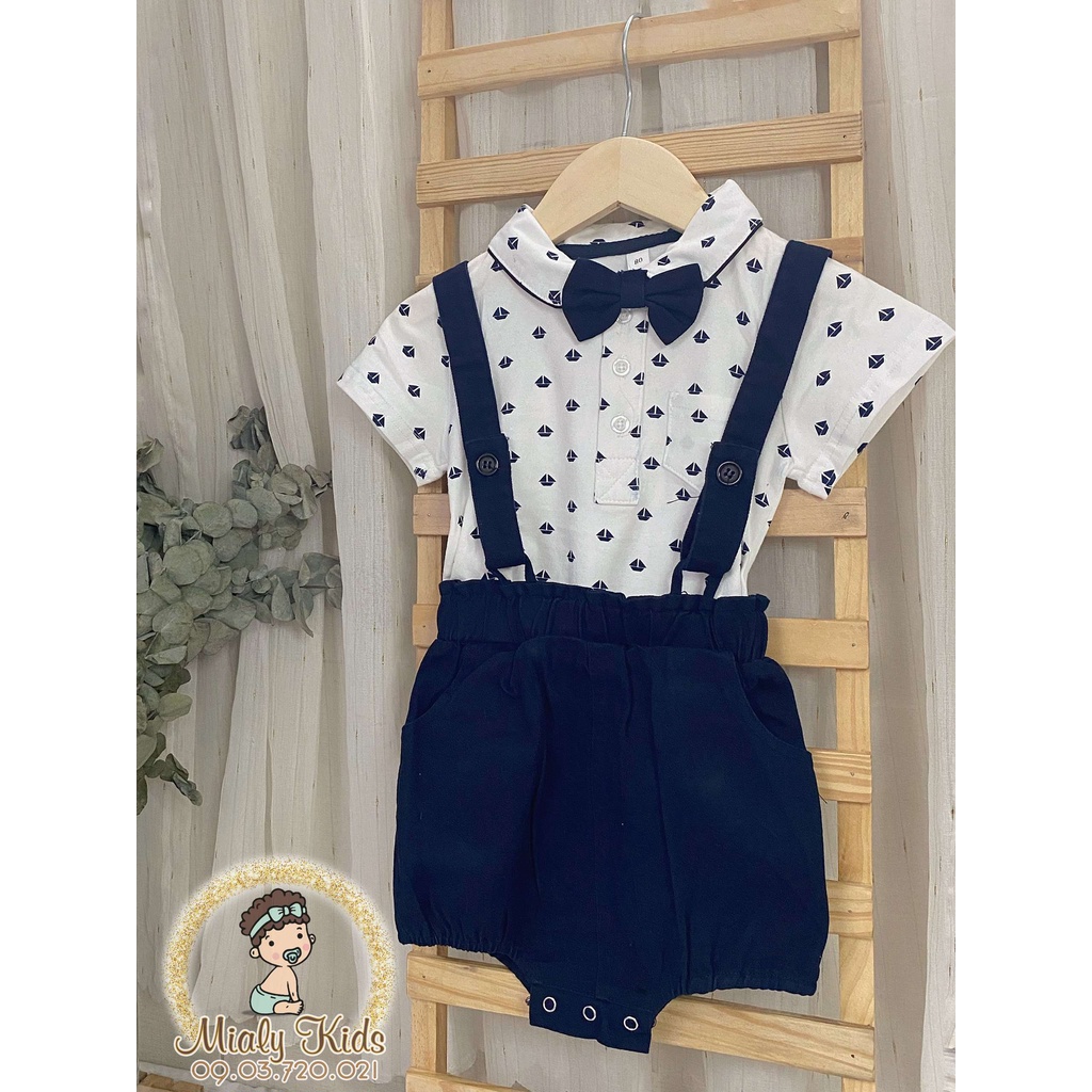 Set Bộ quần áo yếm công tử Mialy Kids siêu đáng yêu cho bé trai (6-15kg) - chất cotton đứng dáng