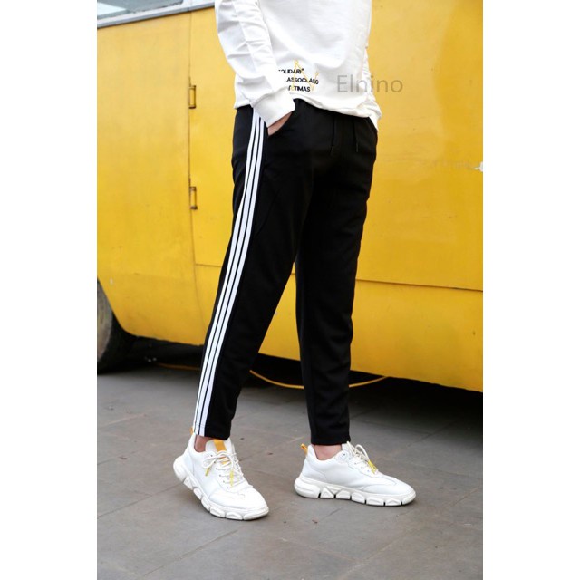 Quần Nỉ Thể Thao Nam 3 Sọc - Quần Nam , Nữ Thu Đông chất vải dày dặn co giãn Jogger ống suông
