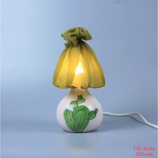 Đèn ngủ để bàn gốm xương rồng hãy đến và đưa em đi thiết kế Việt Make, đèn vintage, đèn ngủ