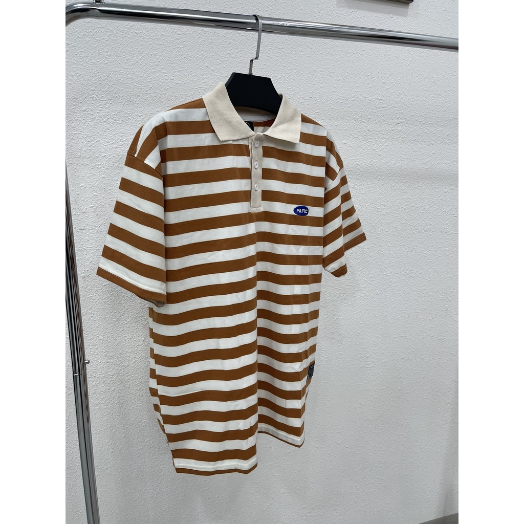 Áo Thun Polo Kẻ Sọc FaFic Tay Lỡ Form Rộng Unisex Nam Nữ