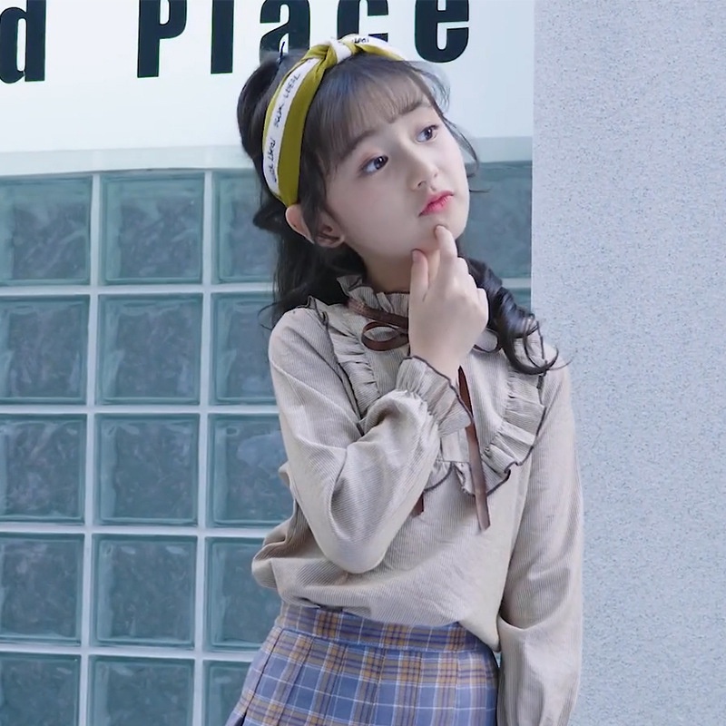 Set Áo Sơ Mi + Chân Váy Họa Tiết Hoạt Hình Đáng Yêu Thời Trang Dành Cho Bé Gái akku