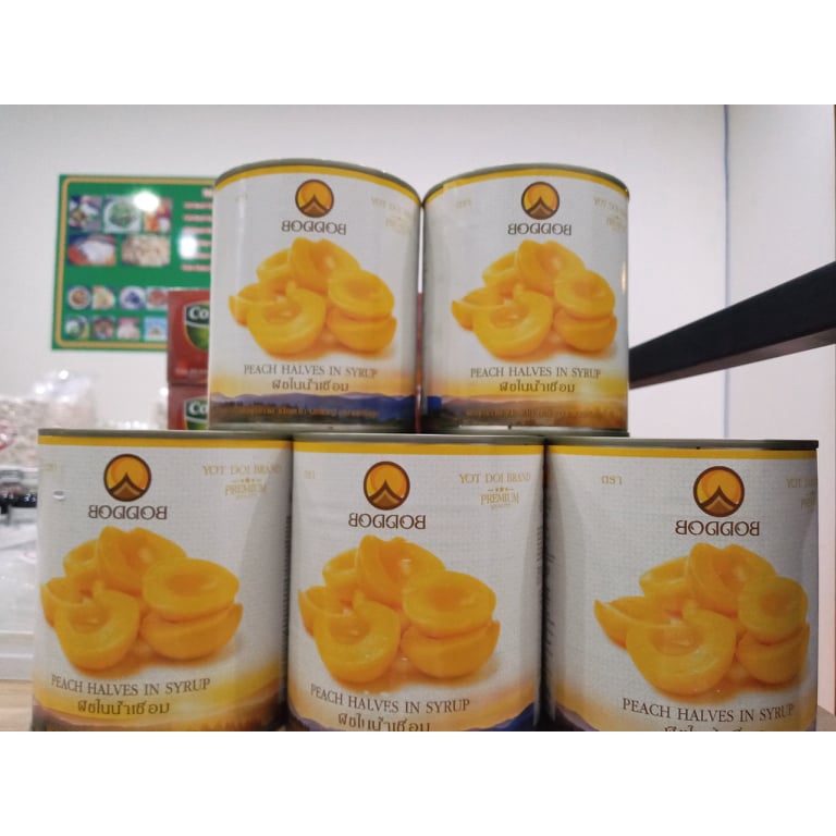 Đào ngâm Boddob Thái Lan hộp 820g