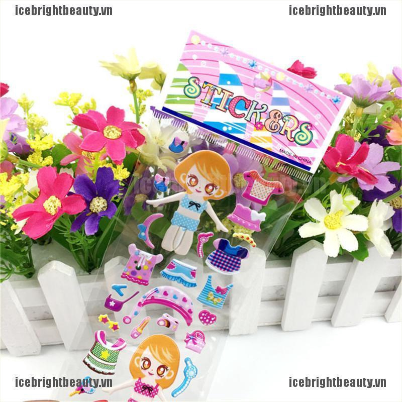 Set 5 Tấm Hình Dán 3D Trang Trí Quần Áo Cho Bé Gái