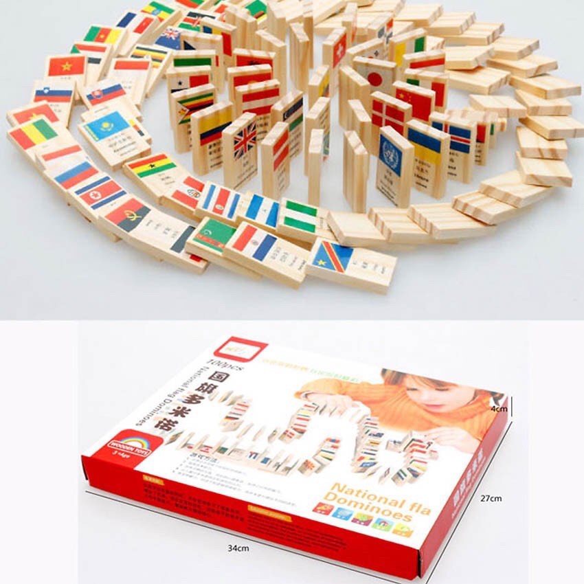 Domino 100 lá cờ các quốc gia cho bé