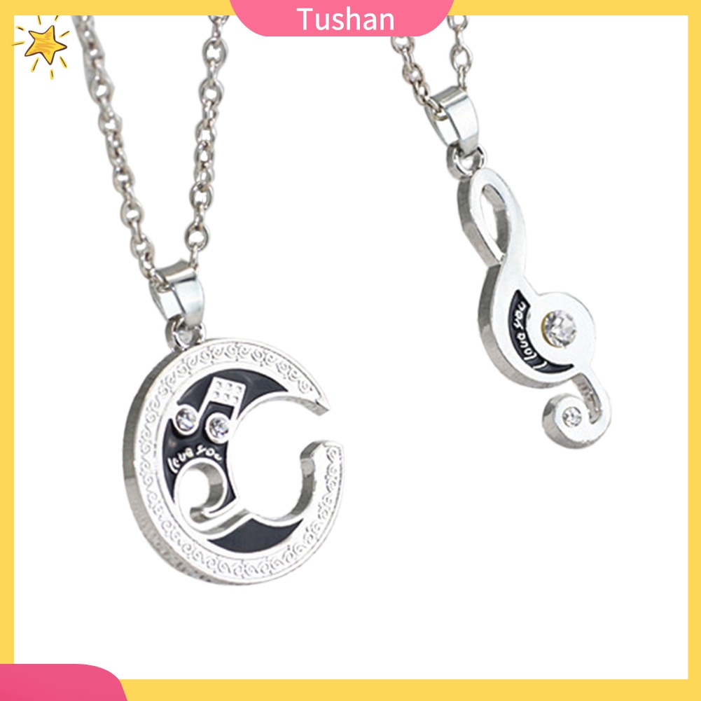 Set 2 vòng cổ Mặt Hình Nốt Nhạc Và Mặt Trăng Cho Cặp Đôi