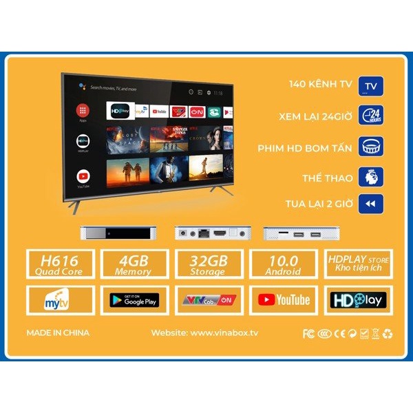 Android TVBOX Có Điều Khiển Giọng Nói MYTV NET1 Ram 4G Rom 32Bb | Hàng Chính Hãng