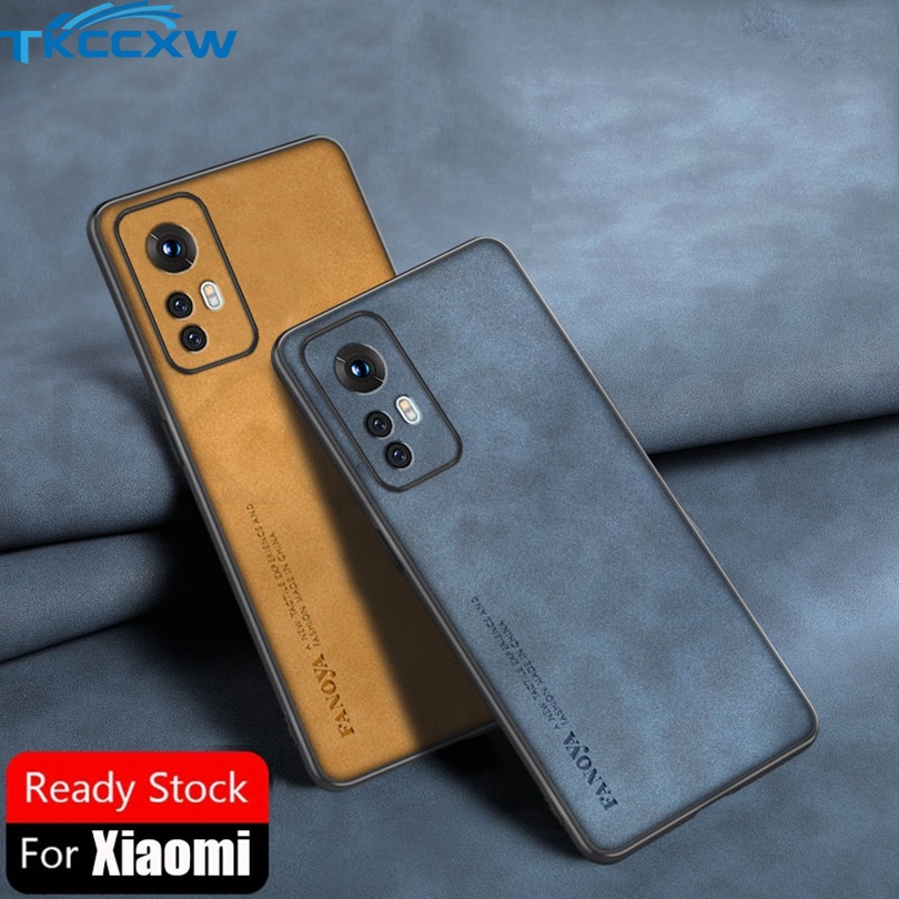 Ốp Điện Thoại Da PU Phối Vải Viền Dẻo Thời Trang Cho Xiaomi Mi 12X 12 Pro Mi 10T 11T 9T Pro