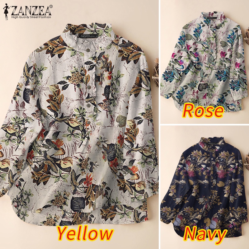 Áo tay dài ZANZEA cổ đứng phong cách đường phố retro dành cho nữ