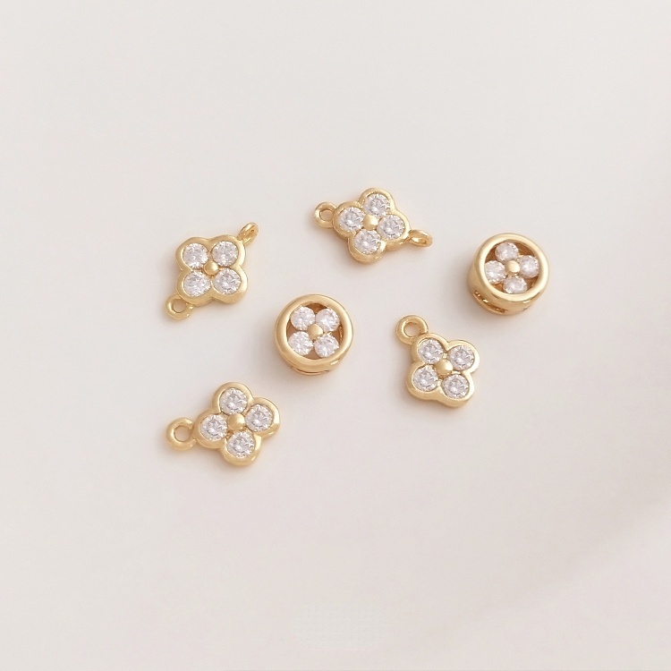 Dây Chuyền Mạ Vàng 14K Mặt Hình Cỏ Bốn Lá Đính Đá Zircon