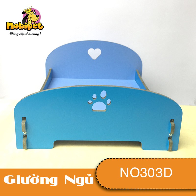 Giường Ngủ Gỗ Lắp Ráp Lovely Medium Xanh Dương Cho Chó Mèo Cỡ Trung