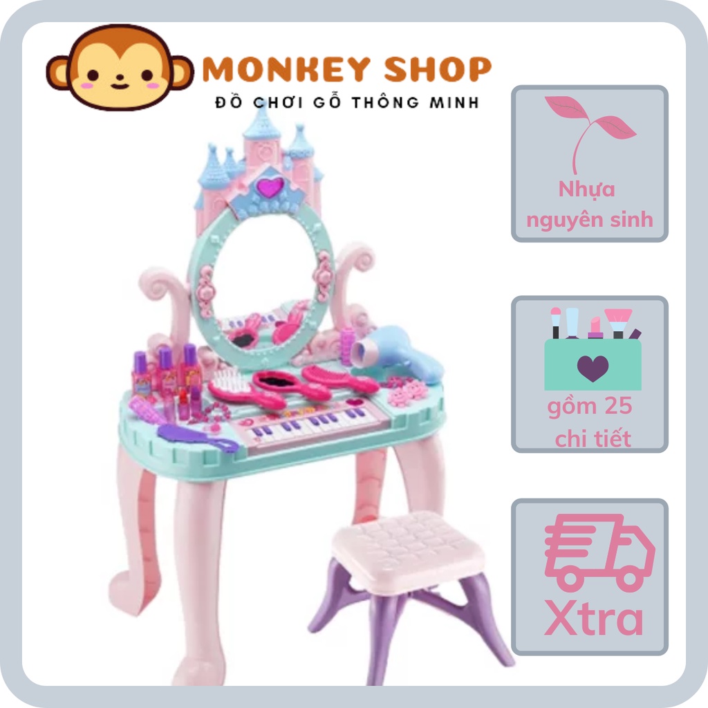 Đồ Chơi Bàn Trang Điểm Lâu Đài Kèm Đàn Gồm 25 Chi Tiết Cho Bé Hãng Monkeyshop