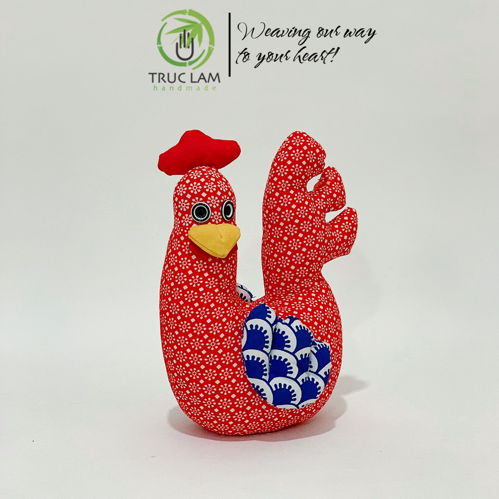 Đồ Chơi Cho Bé Thú Nhồi Bông Hình Con Gà Trống Vải Hoa Bông Gòn Cao Cấp Size Lớn – Trúc Lâm Handmade