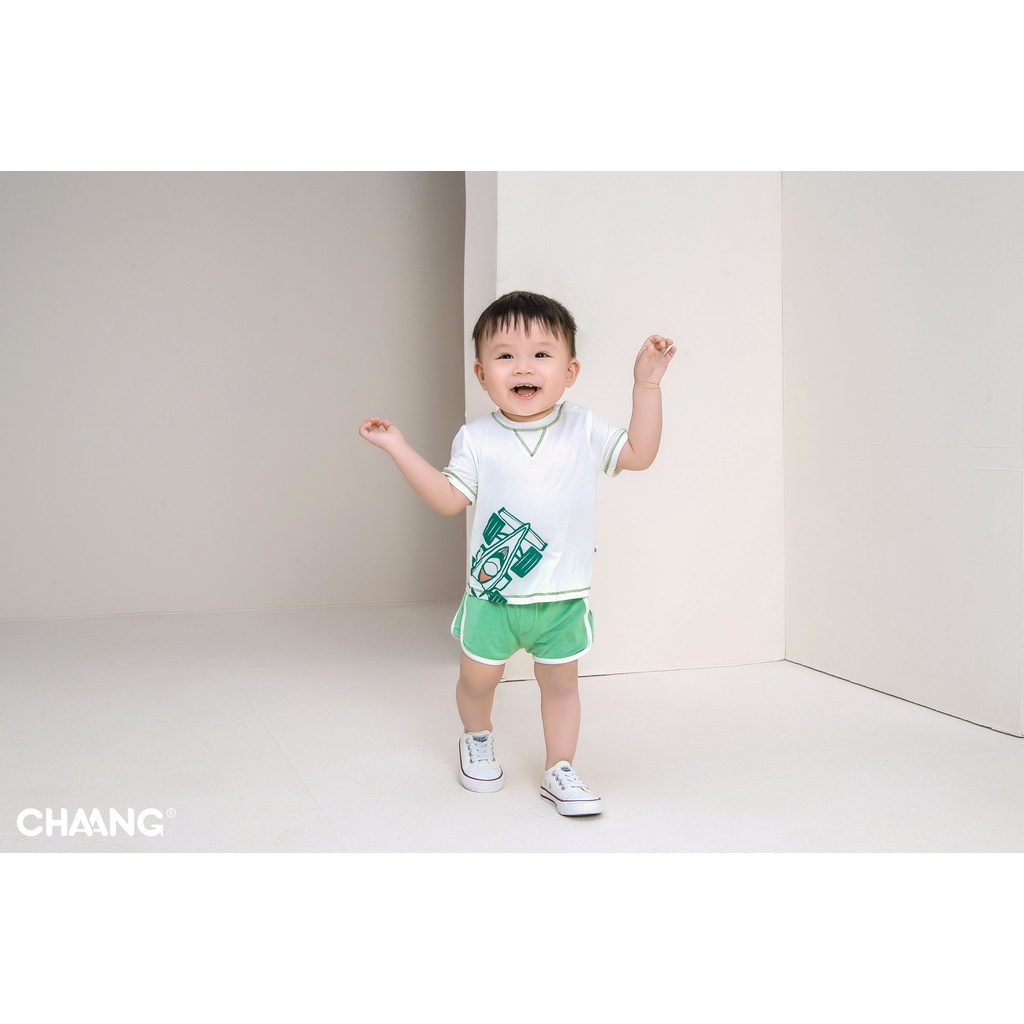 Áo thun phông cộc tay cotton mềm mát cho bé trai Chaang Active