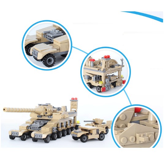 Đồ chơi lắp ráp mô hình xe tăng chiến đấu RAMBO TOYS - Lắp ráp rô bốt - Xe chỉ huy - Máy bay trực thăng