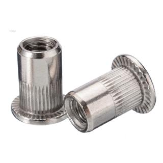 50pcs New M6 Thread Stainless Steel Flat Head Rivet Nut Rivnut Insert Nutsert