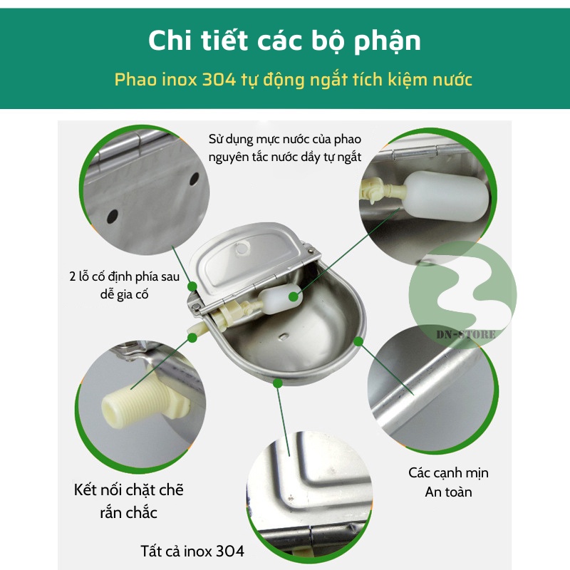 Máng uống nước tự động Dương ninh cho bò gia xúc Inox 304 MU49