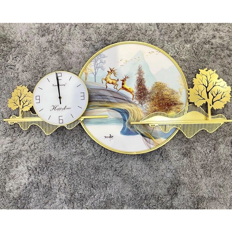 Đồng Hồ Decor Treo Tường Kết Hợp Tranh Tráng Gương Chất Liệu Kim Loại Sơn Mạ Tĩnh Điện Cao Cấp KD336