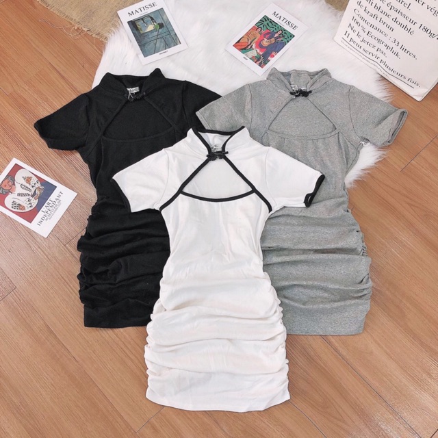 Đầm body cổ tàu chất thun borip cao cấp chuẩn hàng shop | BigBuy360 - bigbuy360.vn