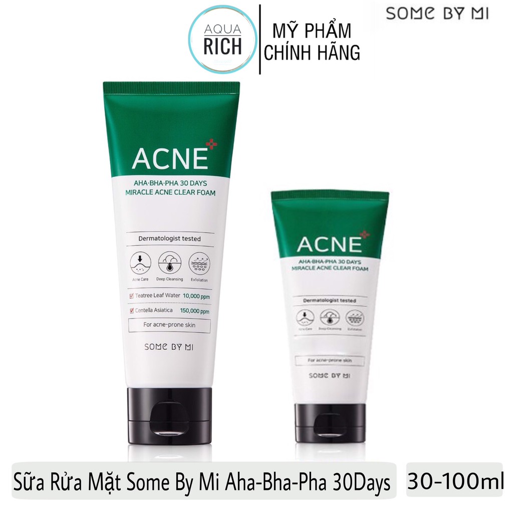 Sữa Rửa Mặt Some By Mi AHA-BHA-PHA 30 Days Miracle Acne Clear Foam - 100ml