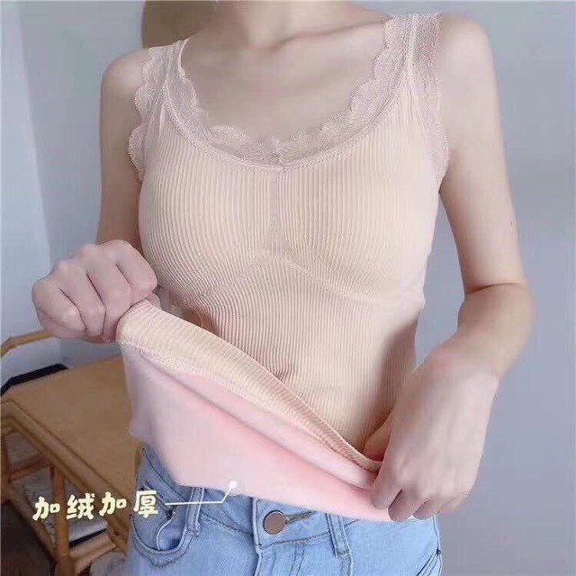 Áo 2 dây ren lót lông ấm áp loại 1