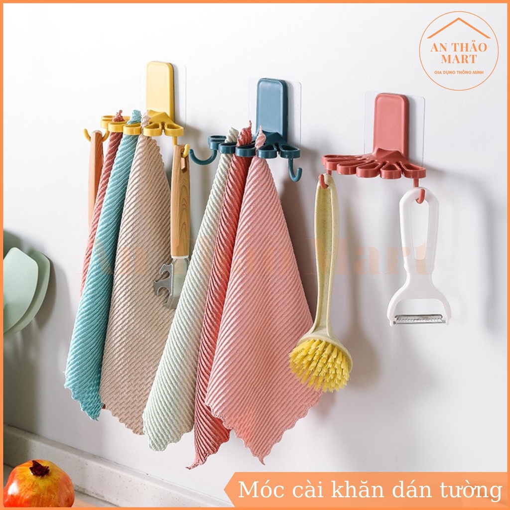 Móc Treo Khăn Đa Năng Dán Tường, Móc Cài Khăn Tắm Khăn Mặt Khăn Lau Bếp Tiện Lợi