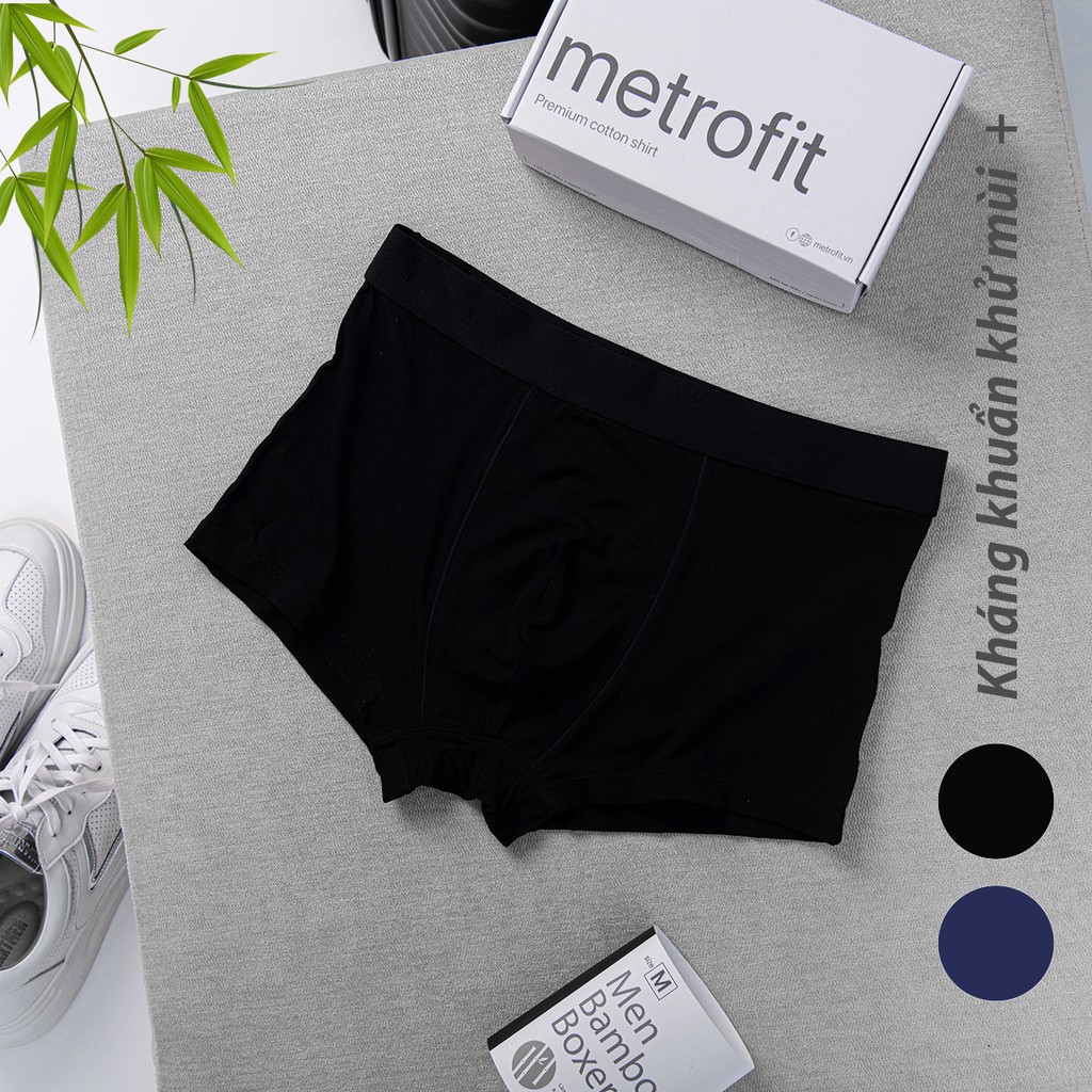[SỢI TRE MÁT MỊN] Combo 2 Quần Boxer Nam Kháng Khuẩn Ngăn Mùi Thấm Hút Bamboo Màu Trơn Cao Cấp Chính Hãng METROFIT
