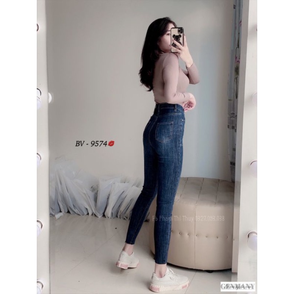 Quần bò ôm cạp cao co giãn