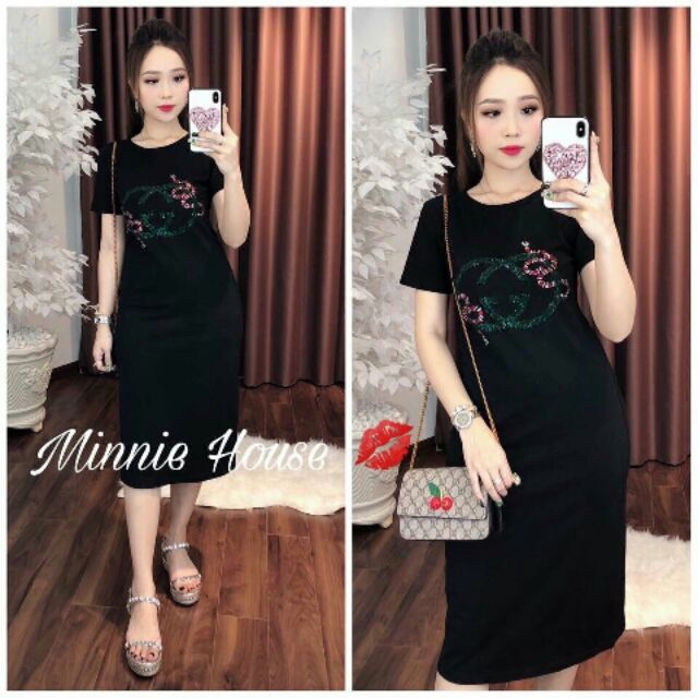 Đầm suông thun ép đá
