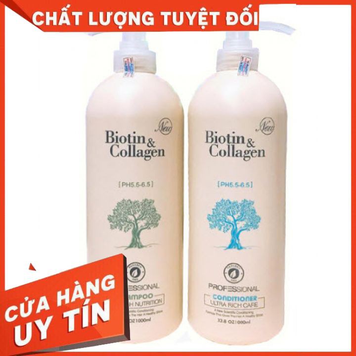 BỘ DẦU GỘI TRẮNG BIOTIN COLLAGEN HỖ TRỢ NGĂN RỤNG TÓC CHÍNH HÃNG MỘC-SHOP 1000ML