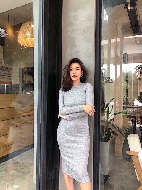 FREESHIP ĐƠN 99K_[ Freeship] Đầm body thun gân tay dài kèm ảnh thật | BigBuy360 - bigbuy360.vn