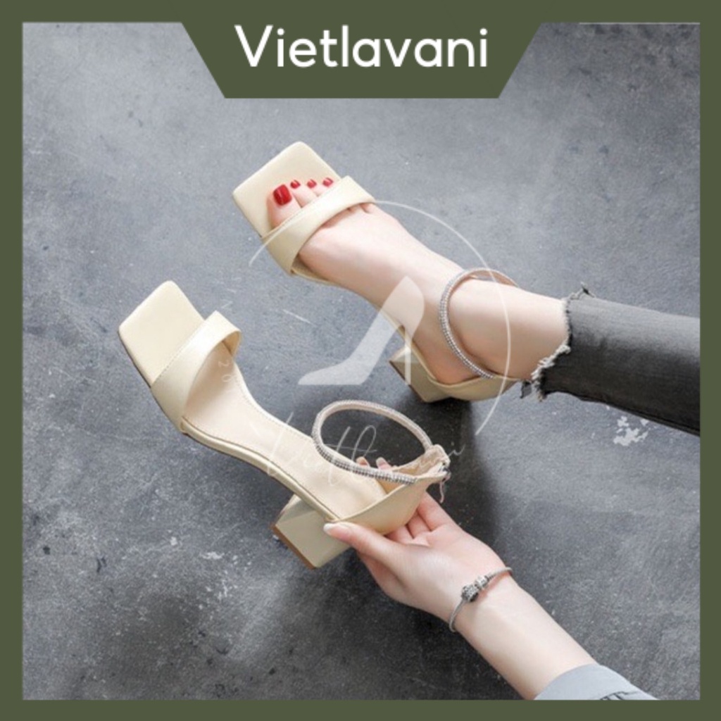 Giày sandal nữ Vietlavani mã S53 mũi vuông gót vuông cao 5cm hàng đẹp chuẩn form