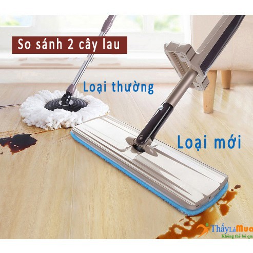 Chổi Lau Nhà Đa Năng Tự Vắt Xoay 360 Độ Spin Mop Thế Hệ Mới 2021 (Tặng Thêm 1 Bông Lau)