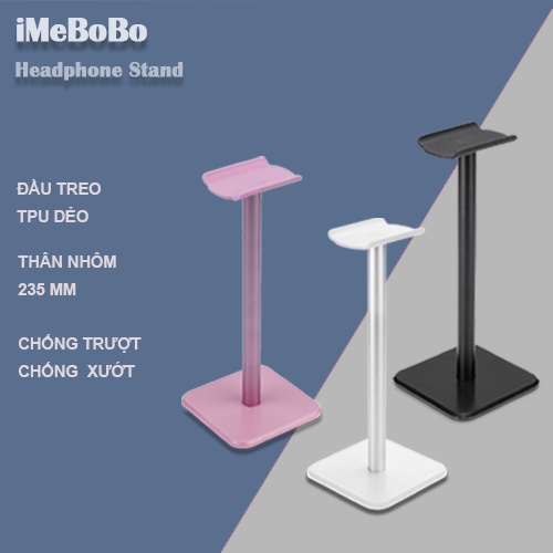 Giá đỡ tai nghe chụp tai thân nhôm chống trượt GTN01 đầu treo cao su chống xước cho tai nghe  chiều cao 235mm