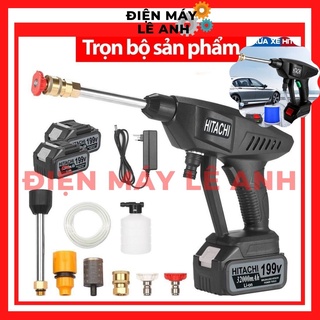 Máy rửa xe áp lực cao gia đình bình phun bọt tuyết rửa xe máy cao áp cầm tay total mini Pin Hitachi 199V mini giá rẻ