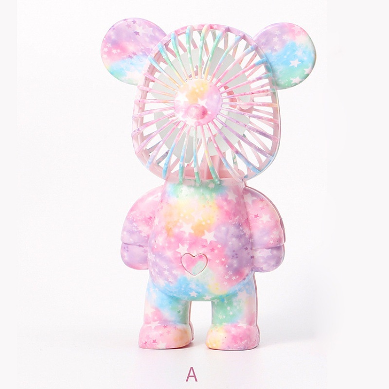Quạt Mini Hình Gấu Bearbrick FreeShip Tích Điện Dài Lâu Kèm Dây Sạc USB
