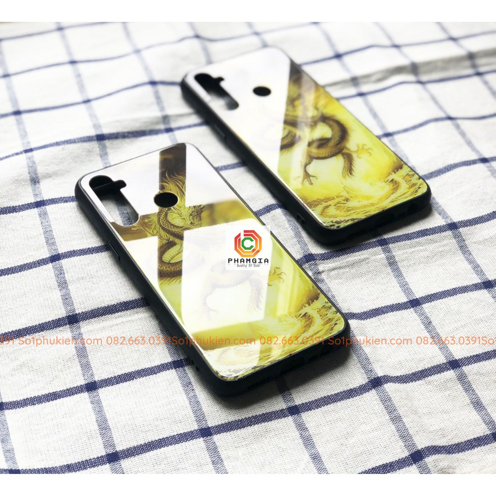 Ốp lưng OPPO A3S / A7 / F9 / A5S / A12 hình rồng vàng kính cường lực 9H chống trầy