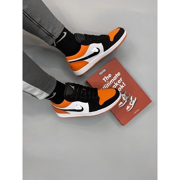 Giày Sneaker Jordan Low Cam Đen ❤️Full Box+Bill❤️ Giày JD1 Cam Đen Thấp Cổ Nam Nữ Full Box