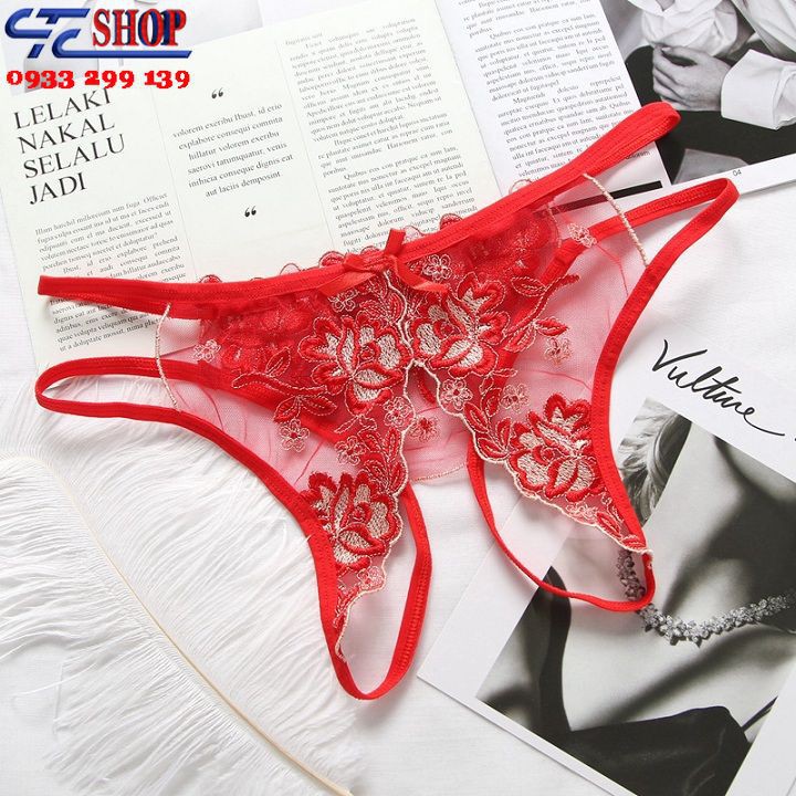 Quần lót lọt khe khoét đáy nữ sexy, quần chip ren không đũng freesize gợi cảm xì lip xẻ khe hấp dẫn 3014