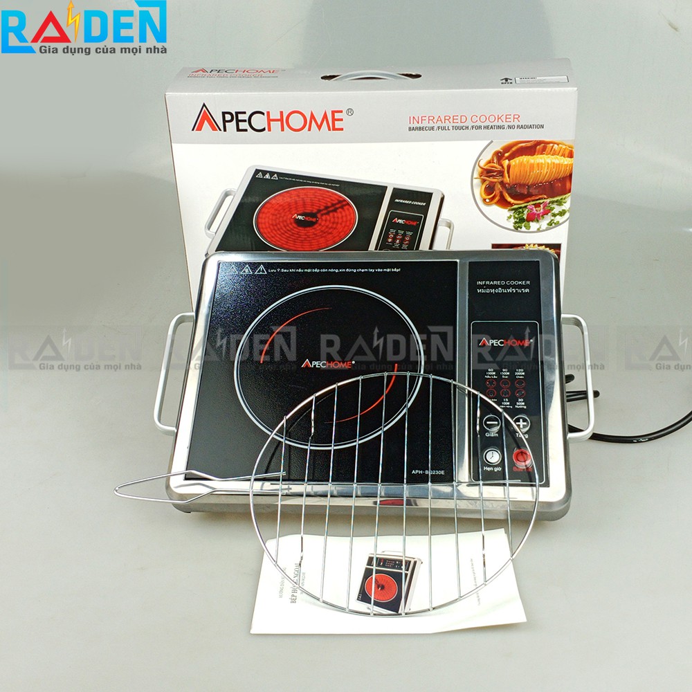 [Mã ELTECHZONE giảm 5% đơn 500K] Bếp hồng ngoại 2000W Apechome APH-BQ230E tặng kèm vỉ nướng inox