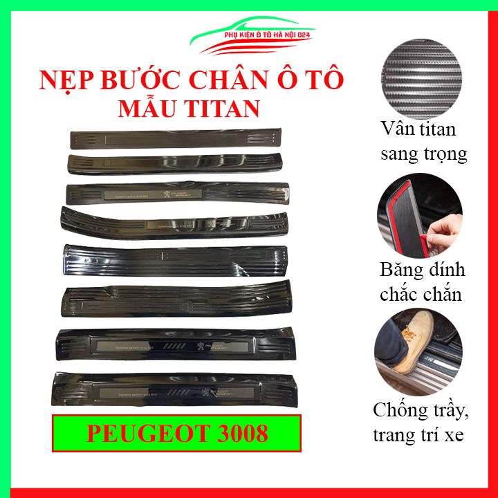 Ốp bậc cửa nẹp bước chân TITAN ô tô Peugeot 3008-5008 chống trầy bảo vệ xe