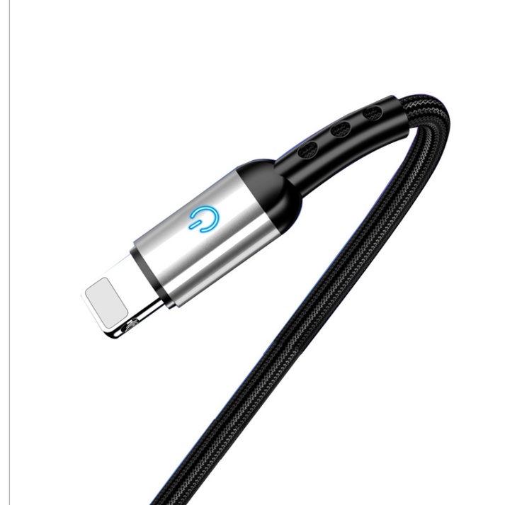 Dây sạc tự ngắt lP USB to lP dây sạc bọc dù có đèn led báo, tương thích củ cóc sạt nhanh cho Ip 5/6/7/8/x/11/12 dài 1m