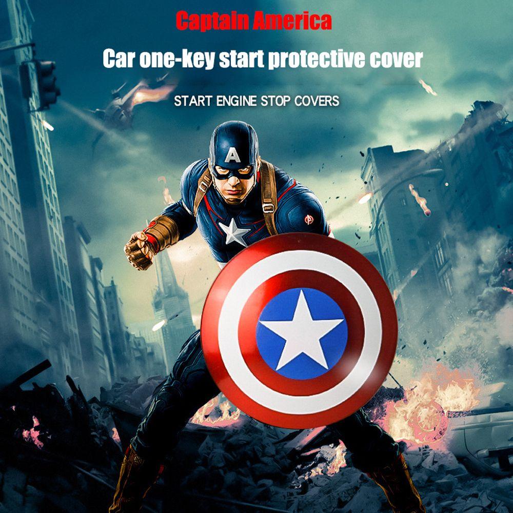 Vỏ Bọc Trang Trí Công Tắc Khởi Động Xe Hơi Họa Tiết Captain America 3D