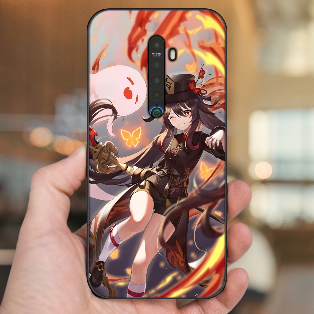 Ốp lưng Oppo Reno 2 viền đen in hình Hutao Genshin Impact