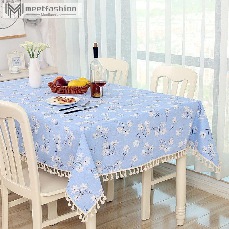 Khăn vải lanh trải bàn viền tua rua trang trí nội thất nhà ở