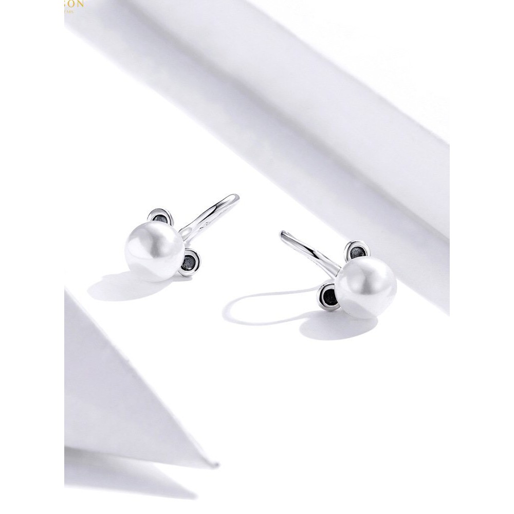 Khuyên Tai Bạc Nữ MIRASON Tròn Nụ Đính Hạt Trai Nhân Tạo Sang Trọng MBT196 - Bông Tai Nữ Bạc 925 Cao Cấp