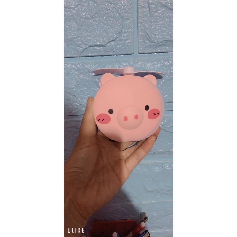 🍁Quạt Mini Cầm Tay🍁Quạt Mini Hình Con Lợn Có Gương Đèn sạc USB Gương kèm quạt có đèn led kute🍁
