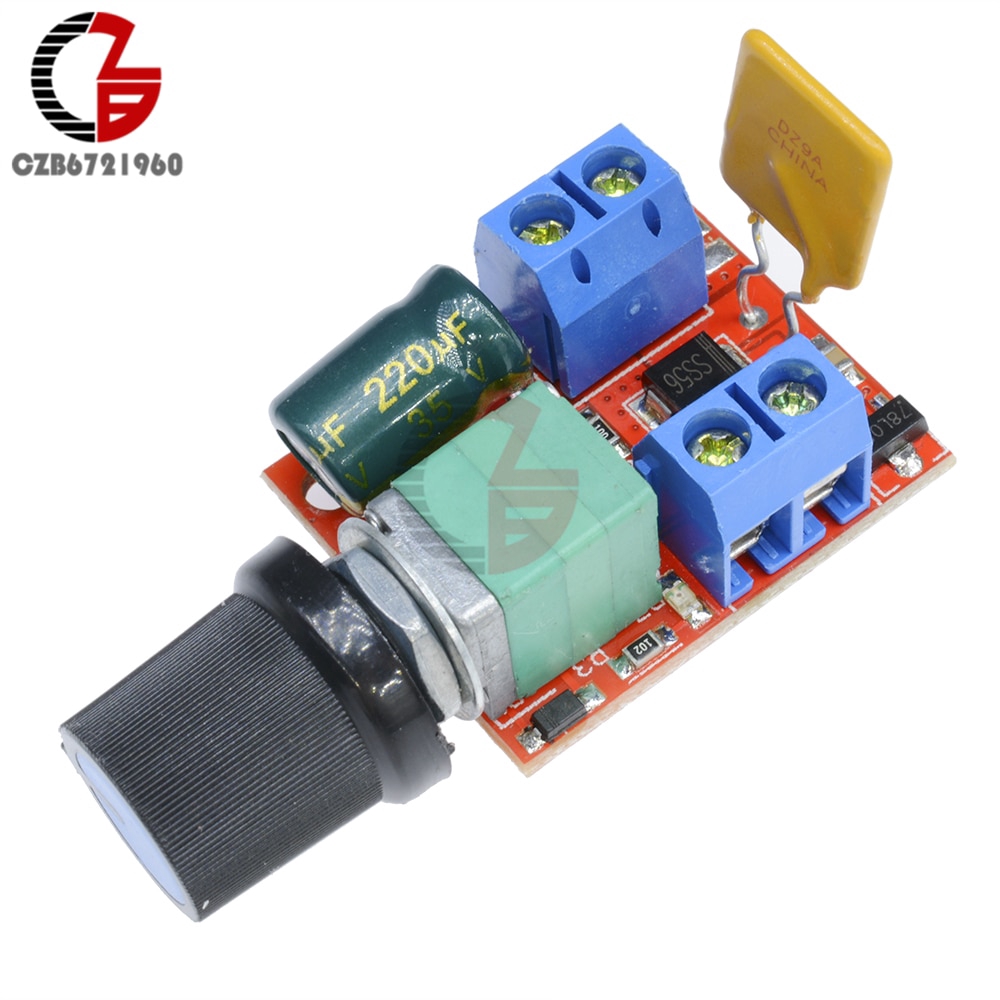 5A Mini PWM DC Motor Speed Controller 3V-35V Speed Regulator Control Switch LED Dimmer DC 5V 12V 24V