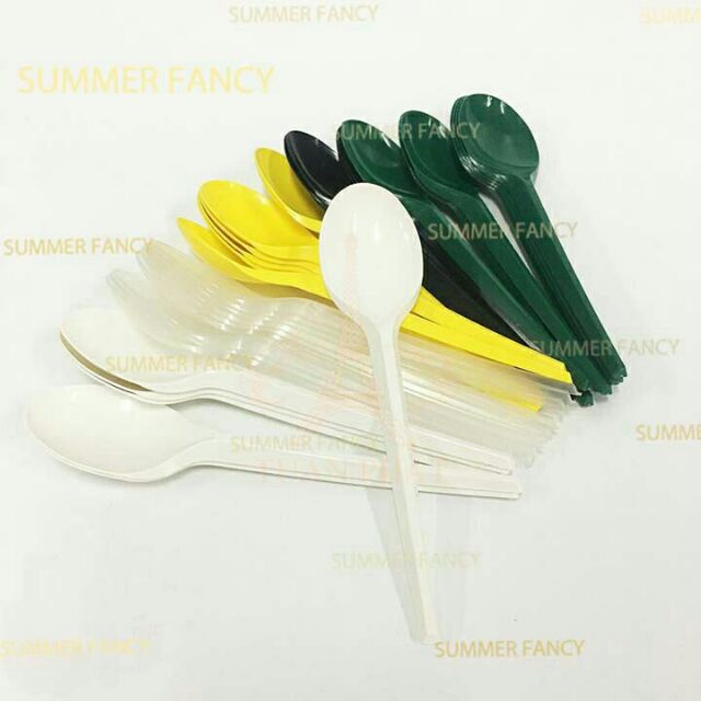 1000 muỗng nhựa dùng 1 lần GT vàng, đỏ, đen, trắng ăn xôi chè tiện lợi  - Plastic spoon