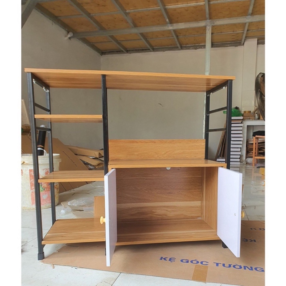 Kệ Gỗ Khung Sắt Để Lò Vi Sóng Đa Năng