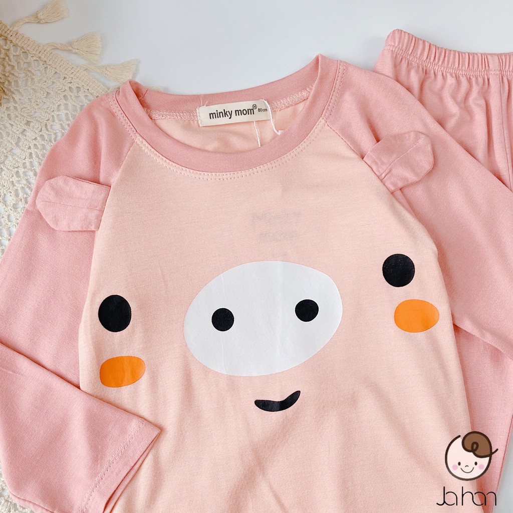 [SALE] Bộ Dài Tay Bé Trai, Bé Gái KIMCHI Vải Thun Lạnh Tai Thú 3D Dễ Thương, Quần Áo Trẻ Em Thu Đông KWTD2103